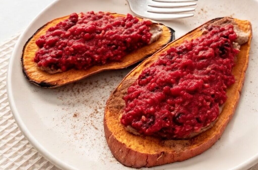 Sweet Potato Toast with Berry Mash