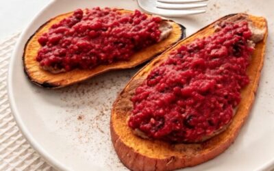 Sweet Potato Toast with Berry Mash