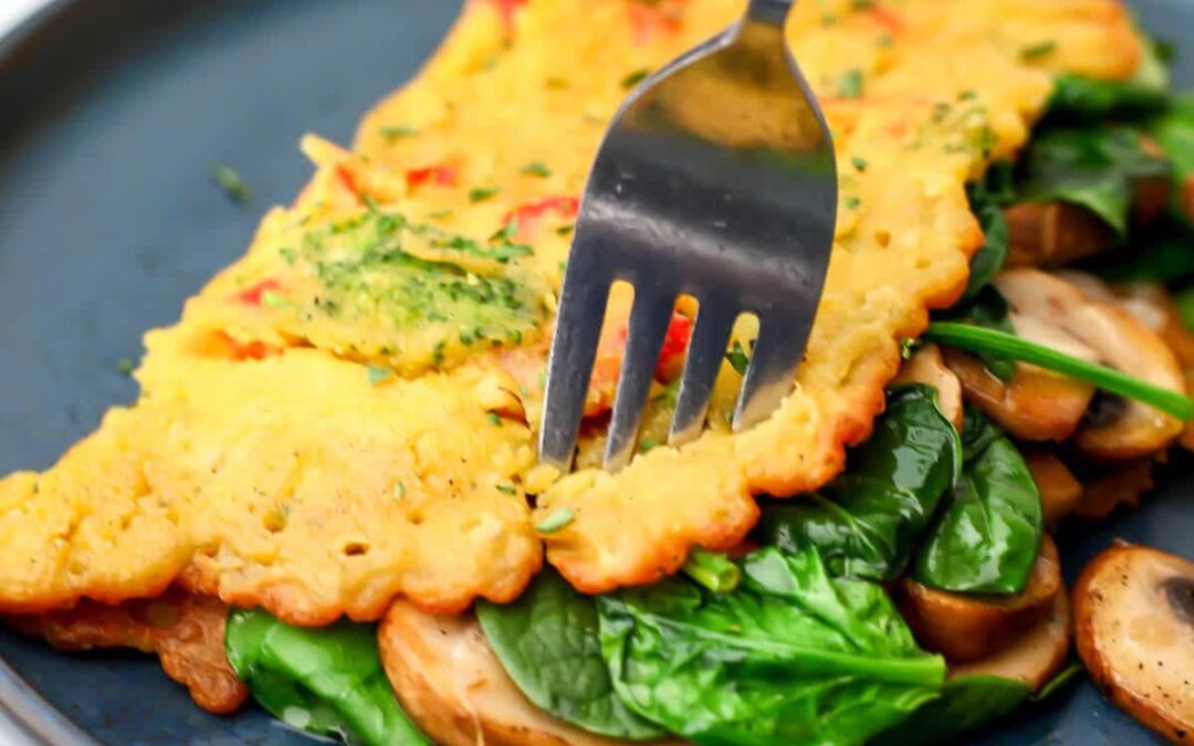 Chickpea Omelette with Fresh Dill & Veggies