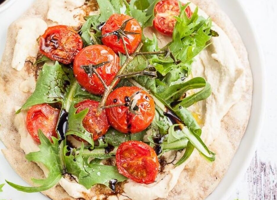 Cherry Tomato Hummus Flatbread