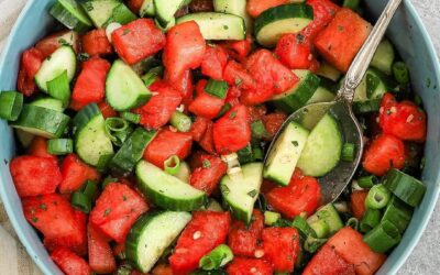 Watermelon Cucumber Mint Salad